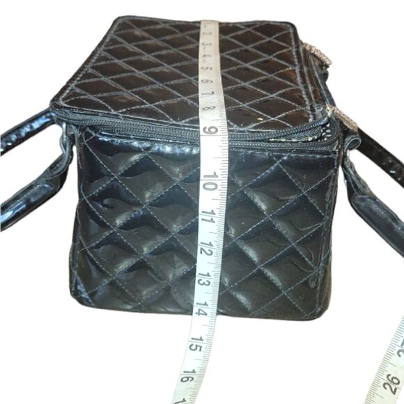 Caboodles Black Faux Patent Leather Sassy Tapered Makeup Tote Travel Case Set - Picture 15 of 16